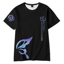 AMOMA Unisex Cosplay Spiel Honkai Star Rail 3D Druck Kurzarm Tees Freizeitl Rundhals T-Shirt(M,ButterflyBlack) von AMOMA