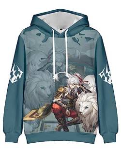 AMOMA Unisex Cosplay Spiel Honkai Star Rail 3D Gedruckt Hoodie Kapuzenpullover Sweatshirt mit Tasche(L,JingYuan) von AMOMA