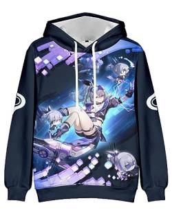 AMOMA Unisex Cosplay Spiel Honkai Star Rail 3D Gedruckt Hoodie Kapuzenpullover Sweatshirt mit Tasche(M,SilverWolf) von AMOMA