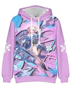 AMOMA Unisex Cosplay Spiel Honkai Star Rail 3D Gedruckt Hoodie Kapuzenpullover Sweatshirt mit Tasche(S,March7th) von AMOMA