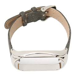 AMONIDA Smartwatch-Armband, Flexibles Ersatz-PU-Leder, Atmungsaktives Uhrenarmband für Damen Zum Wandern (Graues, silbernes Stoffetui) von AMONIDA