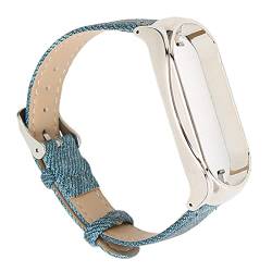 AMONIDA Smartwatch-Armband, NFC-Ersatz, Flexibles PU-Leder, Atmungsaktiv, 2-in-1-Uhrenarmband für Frauen für den Sport (Blaues silbernes Stoffetui) von AMONIDA