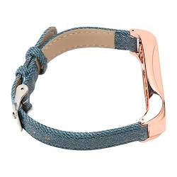 AMONIDA Uhrenarmband, Smartwatch-Armband-Ersatz, Flexibel, Atmungsaktiv, PU-Leder, NFC, für Herren, Sport (Roségoldenes Etui aus blauem Stoff) von AMONIDA