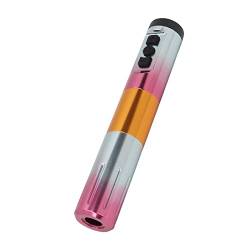 Batterie-Tattoo-Stift, Kabellos, Verstellbares LCD-Display, Drehbarer Tattoo-Stift für Salon (Rosa) von AMONIDA