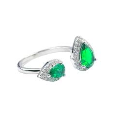 AMONROO Green Emerald Cubic Zirconia Ring 925 Sterling Silver Wedding Ring Engagement Ring for Women Ring Stunning Handmade Gift von AMONROO