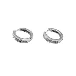 Amonroo 925 Silver Huggie Cartilage Earlobe Minimalist Hoop Earrings CZ Art Latch Back Earrings Minimalist Handmade Gift for Girlfriend-16x3 mm von AMONROO