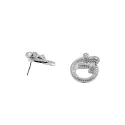 Amonroo Knotted Stud Earrings Women Circle Stylish Convertible CZ Stud Earrings Diamond Wedding Engagement Bridal Gift Minimalist Handmade Gift von AMONROO