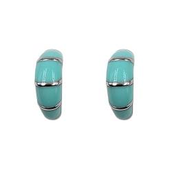 Amonroo Prtty Enamel Hoops Strips CZ Chunky Bold Hoop Everday Wear Earring Mini Art Deco Earrings Minimalist Handmade Gift-7x4 mm von AMONROO
