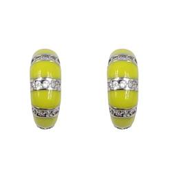 Amonroo Quirky Enamel Hoops Strips CZ Chunky Bold Hoop Everday Wear Earring Mini Art Deco Earrings Minimalist Handmade Gift-7x4 mm von AMONROO