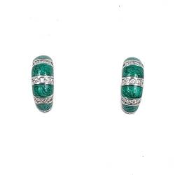 Amonroo Quirky Enamel Hoops Strips CZ Chunky Bold Hoop Everday Wear Earrings Mini Art Deco Earrings Minimalist Handmade Gift -7x4 mm von AMONROO