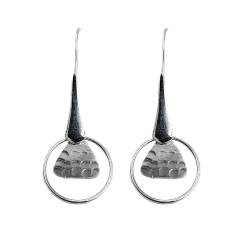 Amonroo Silver Circle Earrings Hammered Design Hoop Earrings 925 Sterling Silver Jewellery Minimalist Handmade Gift for Girlfriend von AMONROO