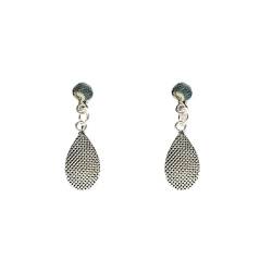 Amonroo Solid Silver Oxidised Teardrop Earrings 925 Solid Silver Dangler Pear Shape Hanging Earrings Minimalist Handmade Gift for Mother von AMONROO