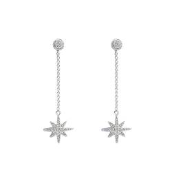 Amonroo Star Hanging Earrings 925 Sterling Silver Cross Drop and Danglers With CZ Stones Cubic Zirconia Art Minimalist Handmade Graduation Gift von AMONROO