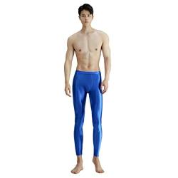 AMORESY Ares Series Nude Herren Basketball Fußball Atmungsaktiv Hohe Helligkeit Hohe Elastische Enge Fitness Hose, Blau, XX-Large von AMORESY