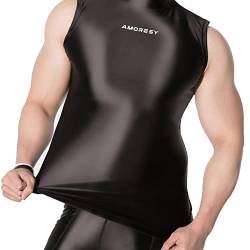 AMORESY Poseidon Series Enge elastische Fitnesskleidung, coole und seidige Sport-Fitness-Laufweste, schwarz, XX-Large von AMORESY