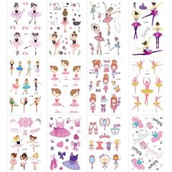 Ballett Girls Tattoo Sticker Für Kinder Geburtstagsgeschenk Süßes Cartoon Gefälschte Taty Kinder Körperkunst Wasserdichte Temporäre Tattoo von AMOYER