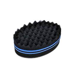 Curly Twist Haar Schwamm Große Löcher Doppelseitiges Kamm Welle Bürsten Dreads Locking Afro Curling Coil-Sorgfalt-Werkzeug Bonus Haar (Blau) von AMOYER