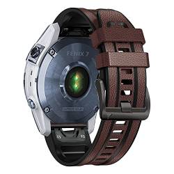 AMSOH 22 x 26 mm Leder-Silikon-Quickfit-Smartwatch-Armbänder für Garmin Fenix 7 7X 6 6X 5X 5 Plus 3HR 945 955 Armbänder, 26 mm, Achat von AMSOH