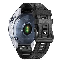 AMSOH 22 x 26 mm Leder-Silikon-Quickfit-Smartwatch-Armbänder für Garmin Fenix 7 7X 6 6X 5X 5 Plus 3HR 945 955 Armbänder, 26mm Fenix 5X Plus, Achat von AMSOH