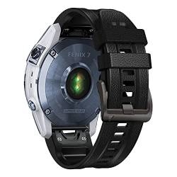 AMSOH 22 x 26 mm Leder-Silikon-Quickfit-Smartwatch-Armbänder für Garmin Fenix 7 7X 6 6X 5X 5 Plus 3HR 945 955 Armbänder, 26mm Fenix 5X Plus, Achat von AMSOH
