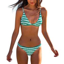 AMUSTER Damen Bikini Push up Gepolstert Streifen Tupfen Triangel Brasilianische Bademode Bikini-Sets Zweiteiler Badeanzug von AMUSTERღ