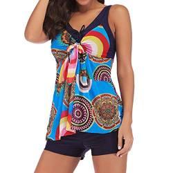 AMUSTER Damen Tankini Badekleid Badeanzug mit Shorts Bauchweg Bademode Große Größen Zweiteiler Swimsuits Push Up Schwimmkleid von AMUSTERღ