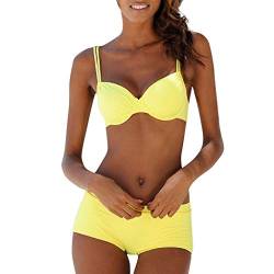 AMUSTER Frauen Tankini Sets Zweiteiler Bikini Sets Kurze Shorts Bademode Große Größe Hohe Taille Bikini Set mit Hotpants Push Up BH von AMUSTERღ