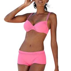 AMUSTER Frauen Tankini Sets Zweiteiler Bikini Sets Kurze Shorts Bademode Große Größe Hohe Taille Bikini Set mit Hotpants Push Up BH von AMUSTERღ