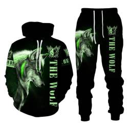 AMYSMTER Unisex 3D Druck Wolf-Hoodie-Set Herren Damen Kapuzenpullover Bunt Langarm Coole Sweatshirt S-6XL (style-a,M) von AMYSMTER