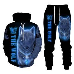 AMYSMTER Unisex 3D Druck Wolf-Hoodie-Set Herren Damen Kapuzenpullover Bunt Langarm Coole Sweatshirt S-6XL (style-d,2XL) von AMYSMTER