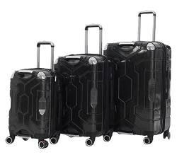 AMYSTY Koffer Trolley Reisekoffer Handgepäck 3-teiliges Gepäckset, Großraumkoffer, Handgepäck, TSA-Zollkoffer Rollkoffer (Color : Nero, Size : 20+24+28in) von AMYSTY
