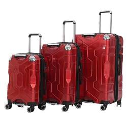 AMYSTY Koffer Trolley Reisekoffer Handgepäck 3-teiliges Gepäckset, Großraumkoffer, Handgepäck, TSA-Zollkoffer Rollkoffer (Color : Rood, Size : 20+24+28in) von AMYSTY