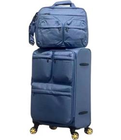 AMYSTY Koffer Trolley Reisekoffer Handgepäck Erweiterbares Rollgepäck, 2-teiliges Set, Drehbare Räder, TSA-Schloss Für Reisen Rollkoffer (Color : Blu, Size : 28in) von AMYSTY