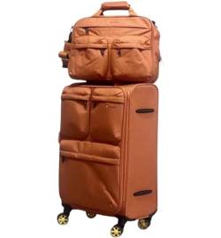 AMYSTY Koffer Trolley Reisekoffer Handgepäck Erweiterbares Rollgepäck, 2-teiliges Set, Drehbare Räder, TSA-Schloss Für Reisen Rollkoffer (Color : Orange, Size : 20in) von AMYSTY