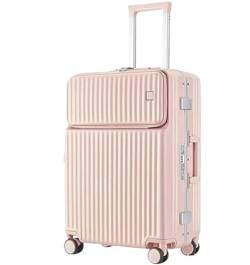 AMYSTY Koffer Trolley Reisekoffer Handgepäck Gepäckbeständiger Hartgepäck-Aluminiumrahmen, Handgepäck-Sicherheitsschloss-Koffer Rollkoffer (Color : Rosa, Size : 20in) von AMYSTY