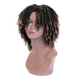 Perücke Tägliche Perücken Party Lockige Perücken Für Schwarze Frauen, Afro Kinky Curly Perücke Mit Pony Kinky Curly Afro Perücke Mit Pony Perücke Damen (Color : A, Size : 35cm) von AMYSTY