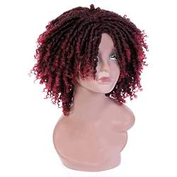 Perücke Tägliche Perücken Party Lockige Perücken Für Schwarze Frauen, Afro Kinky Curly Perücke Mit Pony Kinky Curly Afro Perücke Mit Pony Perücke Damen (Color : B, Size : 35cm) von AMYSTY