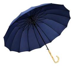 Regenschirme Sturmfest Schirm Golf-Regenschirm, Winddicht, Sonne, Reise, Bambusgriff, Regenschirm, Einfach Und Stilvoll, Große Regenschirme Für Männer Und Frauen Regenschirm ( Color : Dark blue , Size von AMYSTY