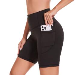 AMYTIS Kurze Sporthose High Waist Damen Radlerhose Kurz Hose Leggings mit Taschen Laufhose Yoga Kurz von AMYTIS LINGERIE