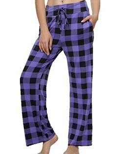 AMYTIS LINGERIE Bequeme lässige Pyjamahosen für Damen Kordelzug Weiche Hose mit weitem Bein,Palid Purple,S von AMYTIS LINGERIE