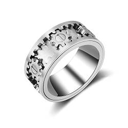 AMZCOM Anxiety Spinner Ring für Herren Damen, Edelstahl Breit Ringe Drehbare Fidget ringe für Angst Sorgen, Freundschaftsringe, Anti Stress Fidget Ring, Angst Ring von AMZCOM