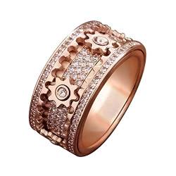 AMZCOM Gear Diamond Ring, Gypsophila Spinner Rings, Anti-Anxiety Stress Relief Good Luck Ring, Schmuck Accessoires für Männer Frauen Liebhaber Geschenke von AMZCOM