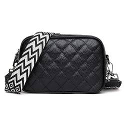 AMZLORD Damen Crossbody Bag Breiter Gurt Umhängetasche Crossbody Messenger Handytasche zum Umhängen, Moderne Taschen Mit Breitem Schultergurt, 3 Fächern Quadratische Geldbörsen - Schwarz von AMZLORD