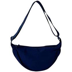 AMZLORD Damen Handtasche Halbmond Crossbody Schultertasche, Casual Crossbody Bag Shoulder Bag, Einfarbige Tragbare Halbmond Tasche Umhängetasche mit verstellbarer Schultergurt-Blau von AMZLORD