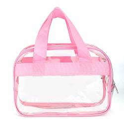 AMZLORD Transparent Kosmetiktasche Wasserdicht Kosmetikkoffer Reise Makeup Tasche Kulturbeutel Durchsichtiger Waschbeutel mit ReißVerschluss for Männer Frauen-Rosa, 29x21cm von AMZLORD