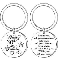 AMZQ Geschenke zum 30. Geburtstag für Frauen und Männer Happy Birthday inspirierende Geschenke Schlüsselanhänger, silber, Einheitsgröße von AMZQ