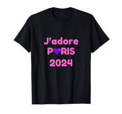 French Paris J'adore Paris 2024 Purple Heart T-Shirt von AMZROCKSLTD
