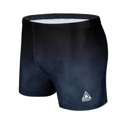 AMZSPORT Badehose Herren Kurz Schwimmhose Eng Wassersport Badeshorts mit Tunnelzug, Schwarz S von AMZSPORT