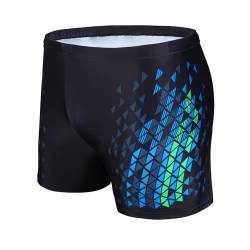 AMZSPORT Badehose Herren Kurz Schwimmhose Eng Wassersport Badeshorts mit Tunnelzug, Schwarzblau L von AMZSPORT