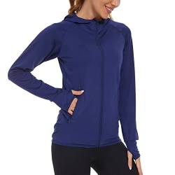 AMZSPORT Damen Laufjacke Sportjacke Langarm Trainingsjacke Sweatjacke für Yoga Fitness, Blau L von AMZSPORT